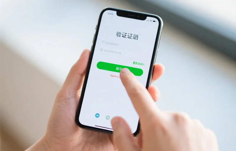一只手正在手机屏幕上操作,显示手机验证码输入界面